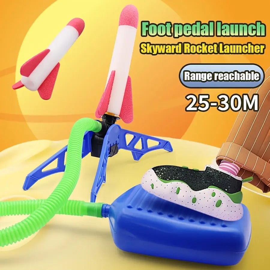 Foam Rocket Launcher Toy, Jump-Powered Launch, Shoots 100ft, 180° Adjustable Angle, Safe for Ages 3+
