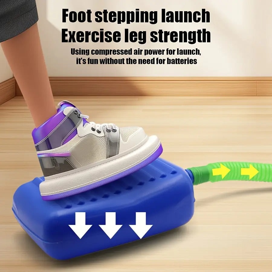 Foam Rocket Launcher Toy, Jump-Powered Launch, Shoots 100ft, 180° Adjustable Angle, Safe for Ages 3+