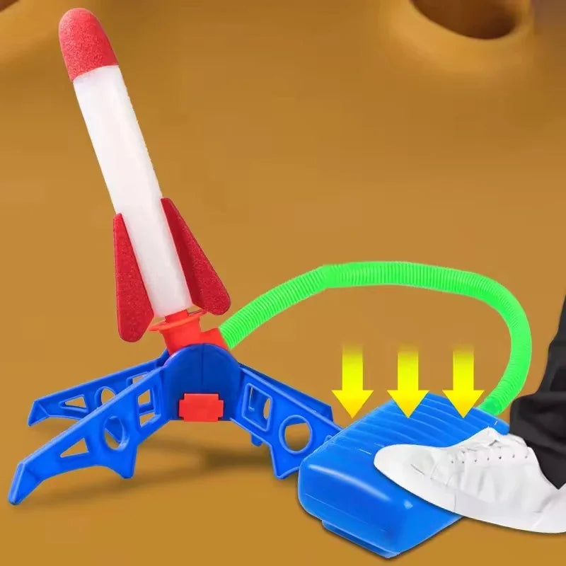 Foam Rocket Launcher Toy, Jump-Powered Launch, Shoots 100ft, 180° Adjustable Angle, Safe for Ages 3+