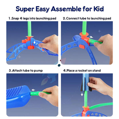 Foam Rocket Launcher Toy, Jump-Powered Launch, Shoots 100ft, 180° Adjustable Angle, Safe for Ages 3+