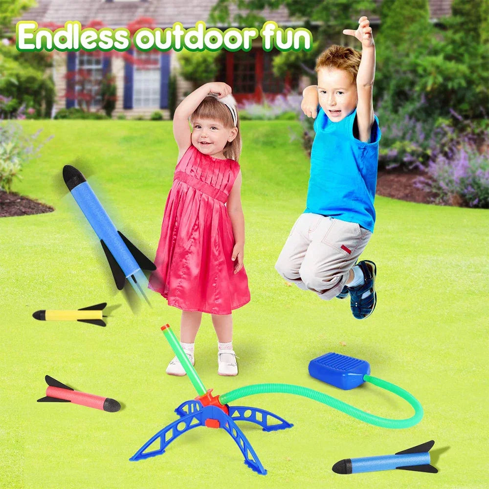Foam Rocket Launcher Toy, Jump-Powered Launch, Shoots 100ft, 180° Adjustable Angle, Safe for Ages 3+