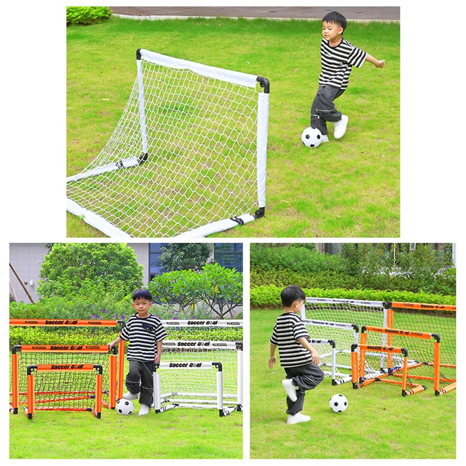Foldable Kids Soccer Goal Set with Ball & Ground Stakes – Easy-to-Assemble Football Gate for Backyard Fun, Park Games & Training