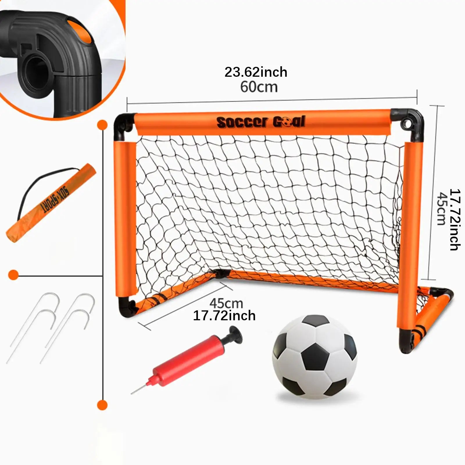 Foldable Kids Soccer Goal Set with Ball & Ground Stakes – Easy-to-Assemble Football Gate for Backyard Fun, Park Games & Training
