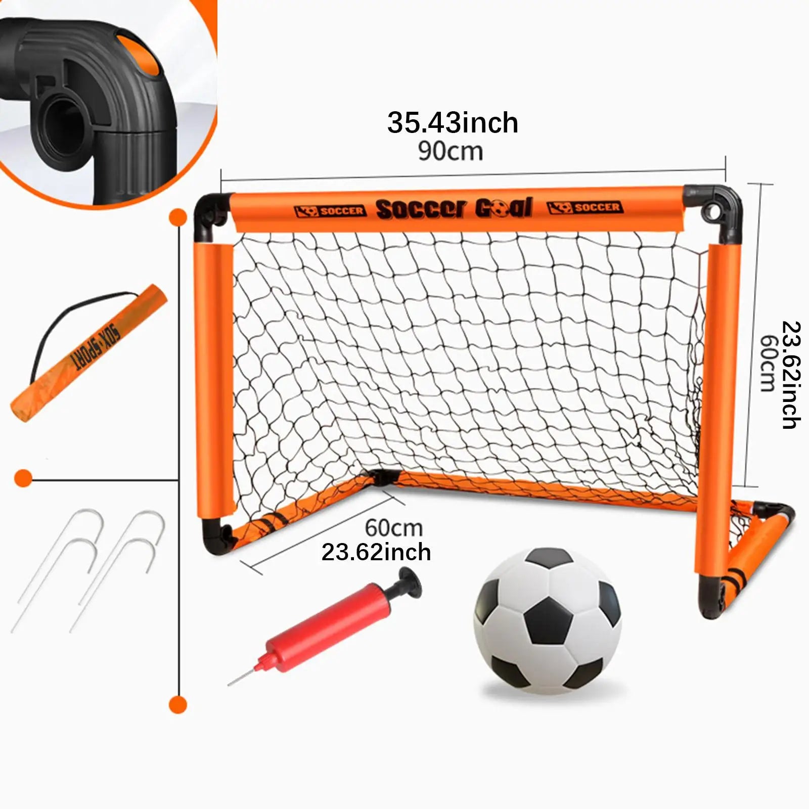 Foldable Kids Soccer Goal Set with Ball & Ground Stakes – Easy-to-Assemble Football Gate for Backyard Fun, Park Games & Training