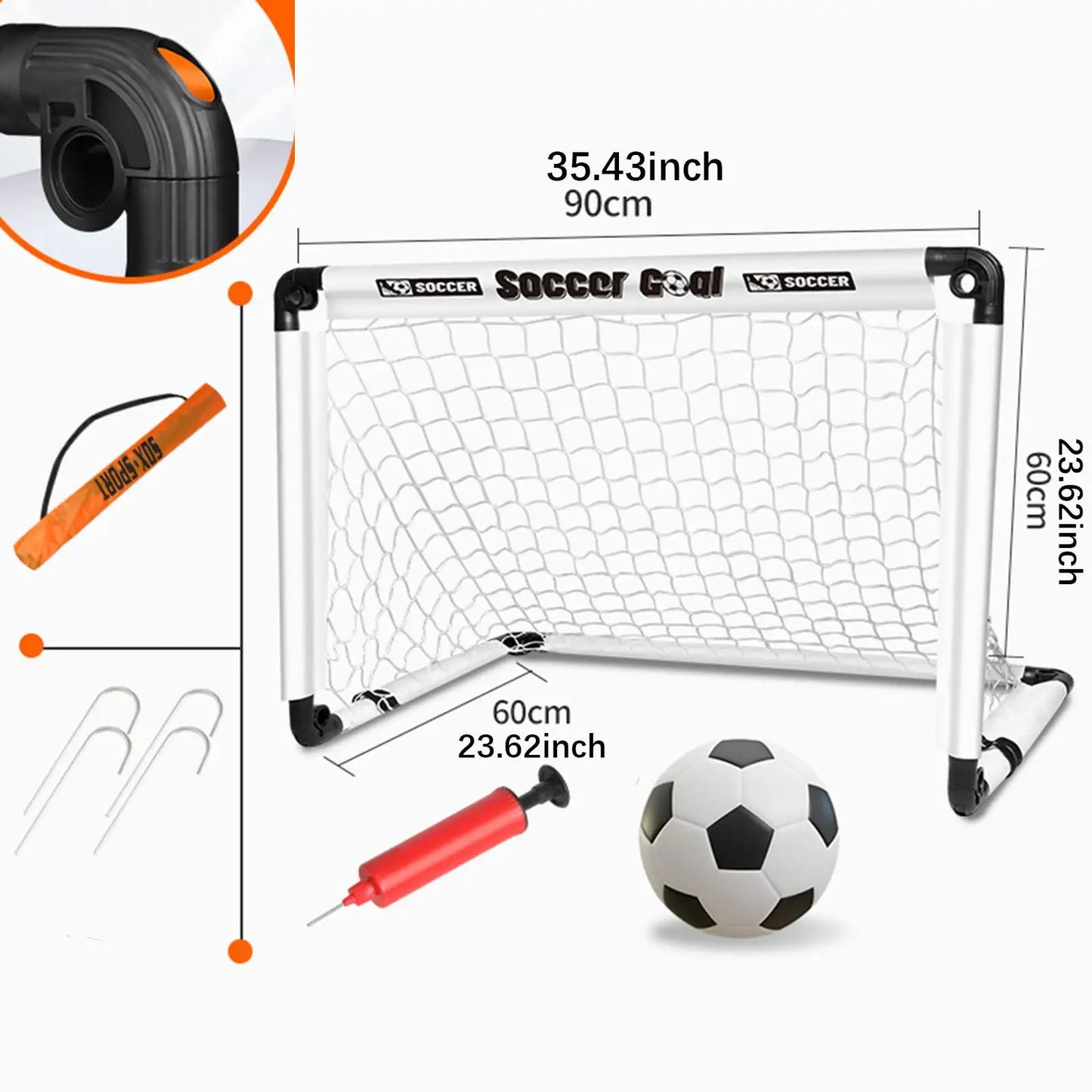 Foldable Kids Soccer Goal Set with Ball & Ground Stakes – Easy-to-Assemble Football Gate for Backyard Fun, Park Games & Training