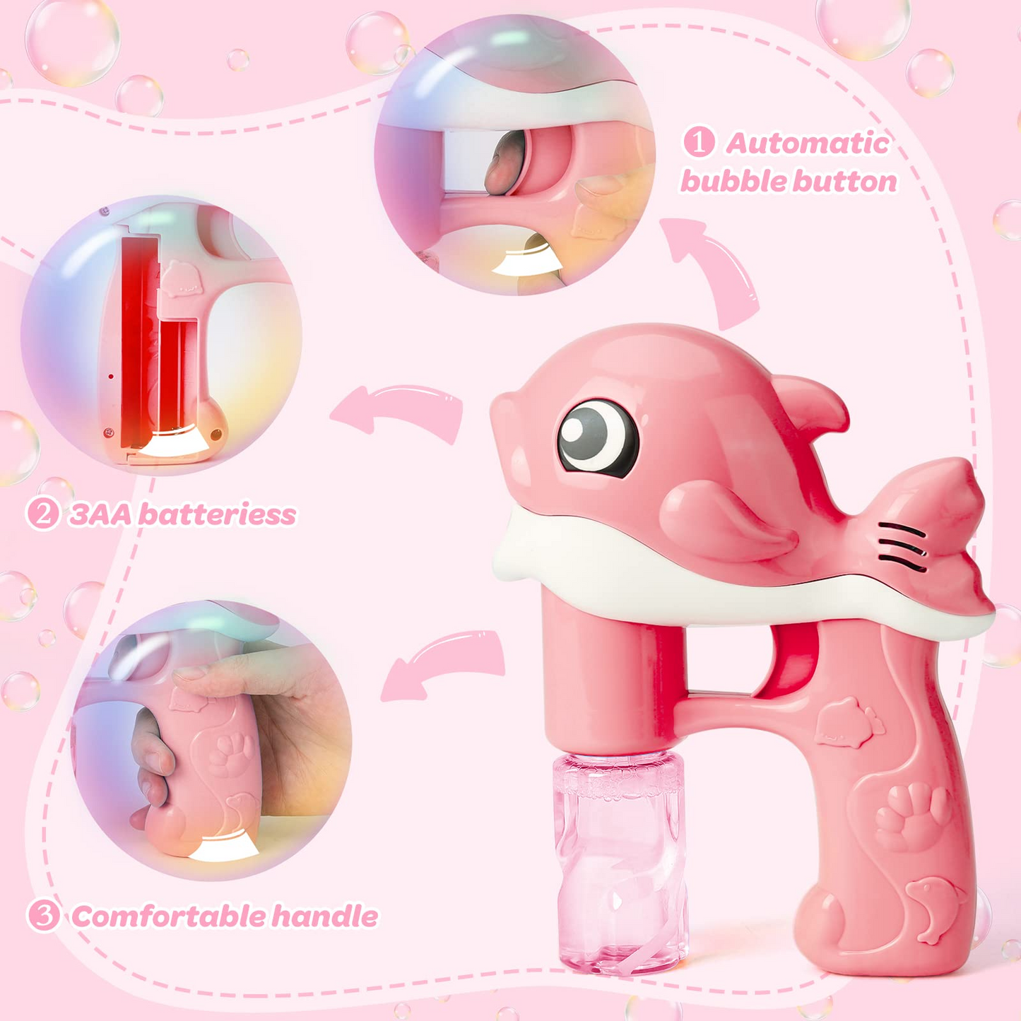 Fully Automatic Whale Bubble Gun Toy holds Music, Light - Bubble Outdoor Must-have - Safe for Ages 2+