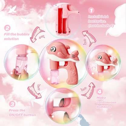Fully Automatic Whale Bubble Gun Toy holds Music, Light - Bubble Outdoor Must-have - Safe for Ages 2+