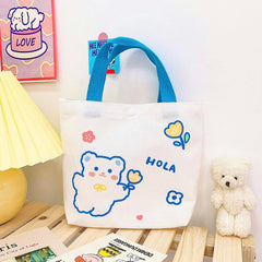 Handmade Cute Cartoon Canvas Tote Bag Small and Portable