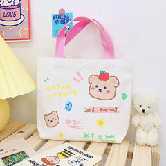 Handmade Cute Cartoon Canvas Tote Bag Small and Portable