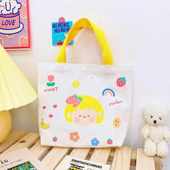 Handmade Cute Cartoon Canvas Tote Bag Small and Portable