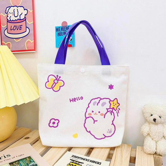 Handmade Cute Cartoon Canvas Tote Bag Small and Portable