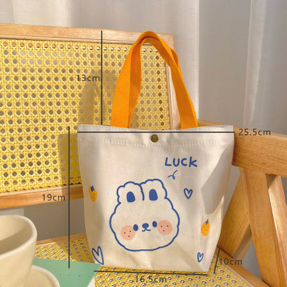 Handmade Cute Yellow and White Canvas Mini Tote Bag