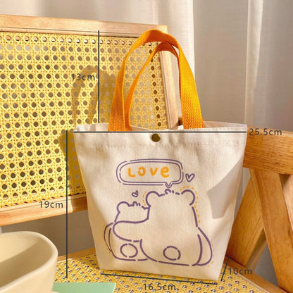 Handmade Cute Yellow and White Canvas Mini Tote Bag