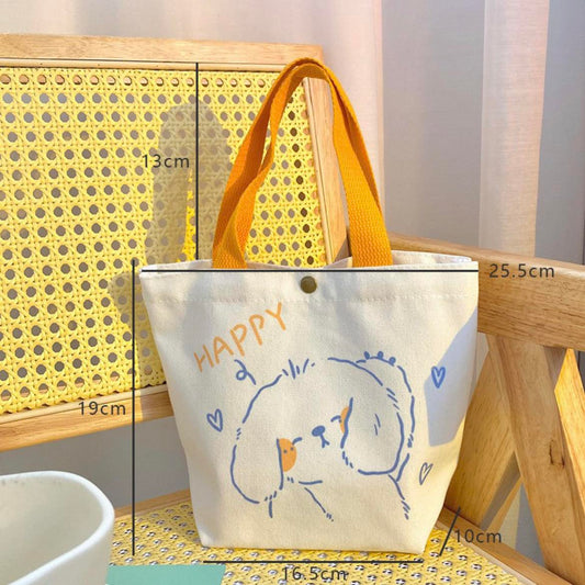 Handmade Cute Yellow and White Canvas Mini Tote Bag