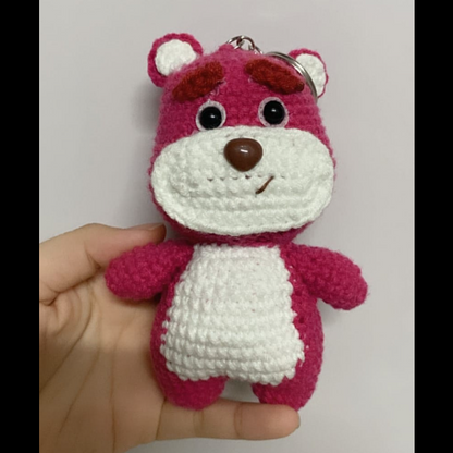 Handmade Cute and Adorable Strawberry Bear Keychain for Bags and Backpacks