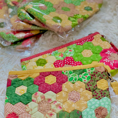 Handmade Leather Wallet with Exquisite Fabric Patchwork