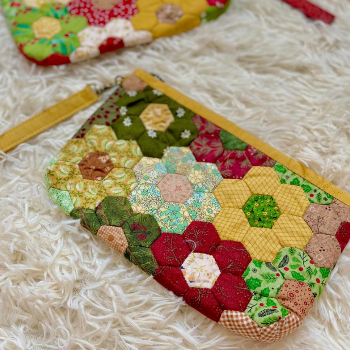 Handmade Leather Wallet with Exquisite Fabric Patchwork