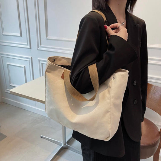 Handmade Vintage Canvas Tote Bag in Solid Colors Simple and Stylish
