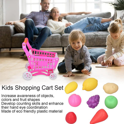 Kids Easy to Assemble Shopping Cart with Groceries, POS Machine, Plastic Money, Credit Cards and Shopping Cards