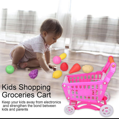 Kids Easy to Assemble Shopping Cart with Groceries, POS Machine, Plastic Money, Credit Cards and Shopping Cards