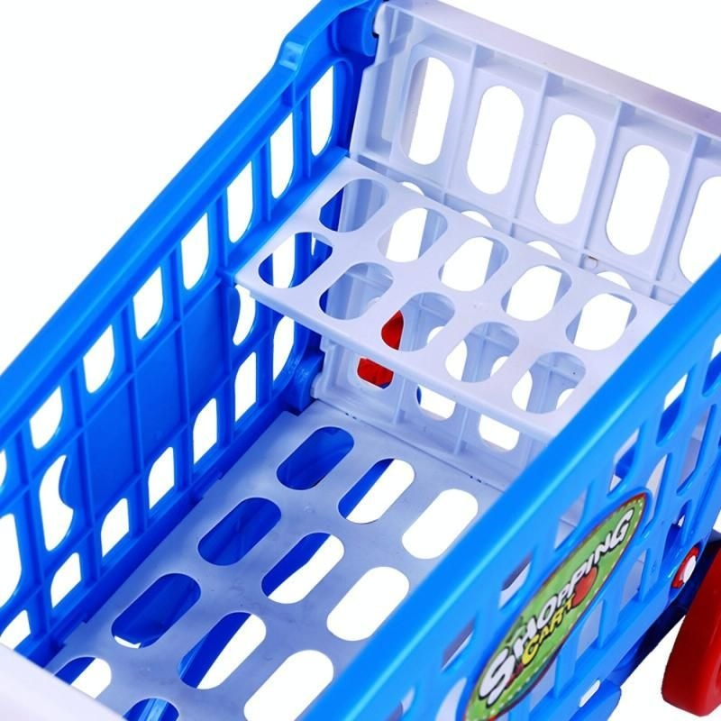 Kids Easy to Assemble Shopping Cart with Groceries, POS Machine, Plastic Money, Credit Cards and Shopping Cards