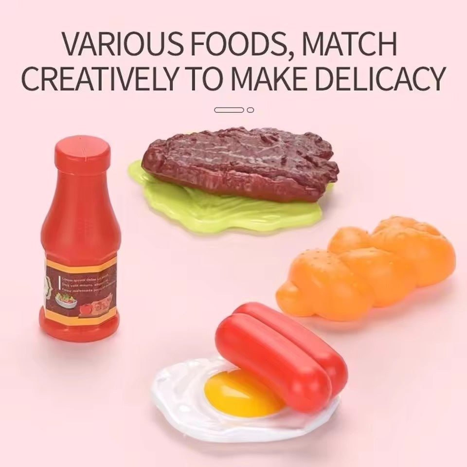Kitchen Food Toys with Realistics 8PCS Kitchenware, Simulating Cooking Food, Safe for Ages 3+