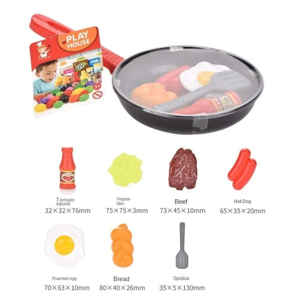 Kitchen Food Toys with Realistics 8PCS Kitchenware, Simulating Cooking Food, Safe for Ages 3+