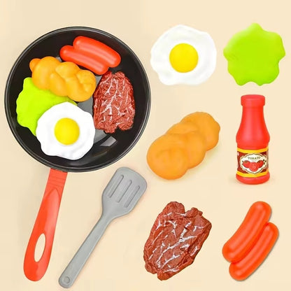 Kitchen Food Toys with Realistics 8PCS Kitchenware, Simulating Cooking Food, Safe for Ages 3+