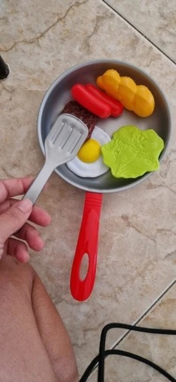 Kitchen Food Toys with Realistics 8PCS Kitchenware, Simulating Cooking Food, Safe for Ages 3+