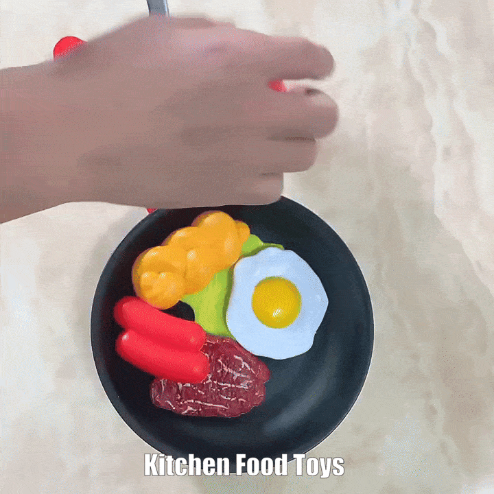 Kitchen Food Toys with Realistics 8PCS Kitchenware, Simulating Cooking Food, Safe for Ages 3+