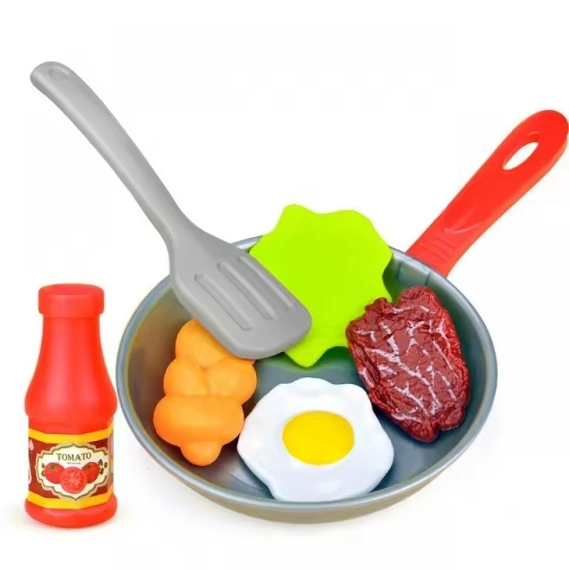 Kitchen Food Toys with Realistics 8PCS Kitchenware, Simulating Cooking Food, Safe for Ages 3+