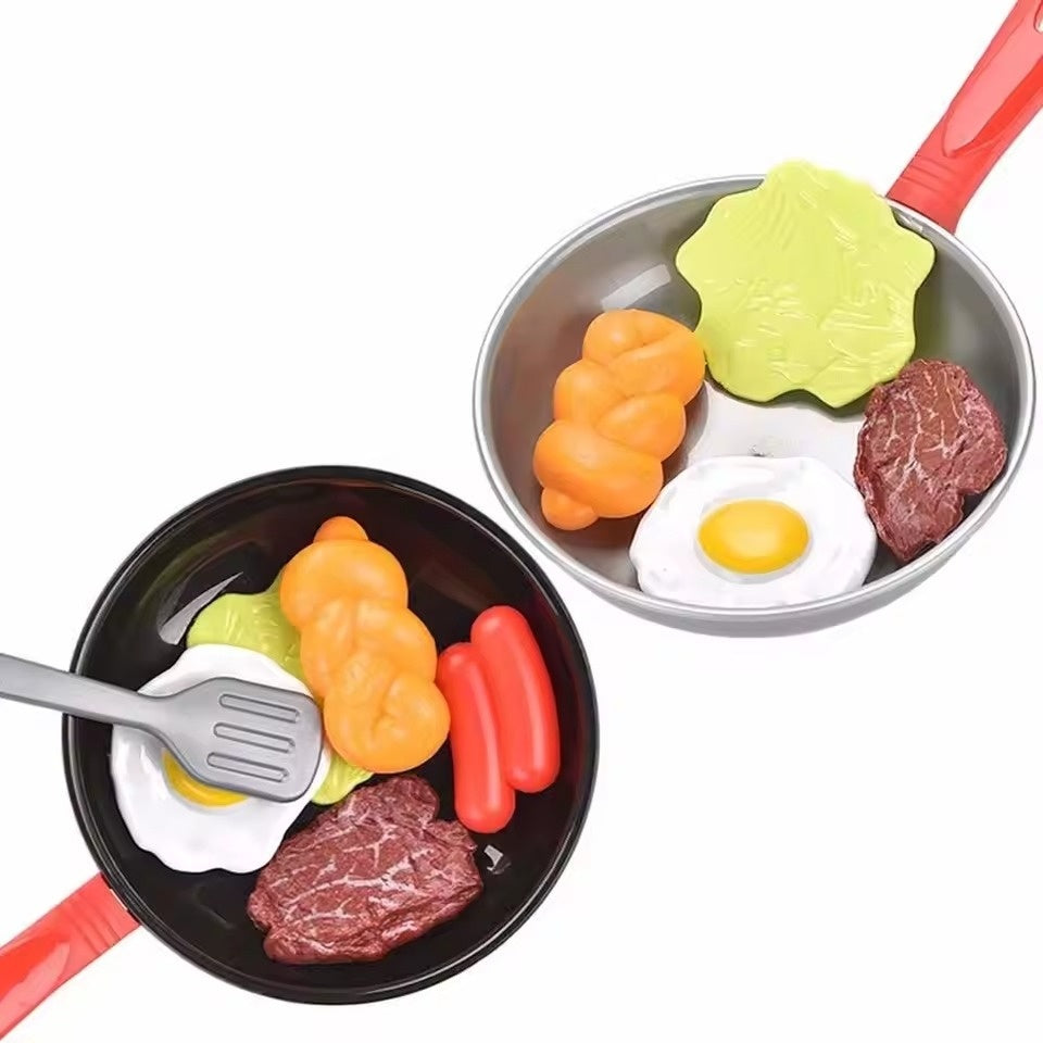 Kitchen Food Toys with Realistics 8PCS Kitchenware, Simulating Cooking Food, Safe for Ages 3+