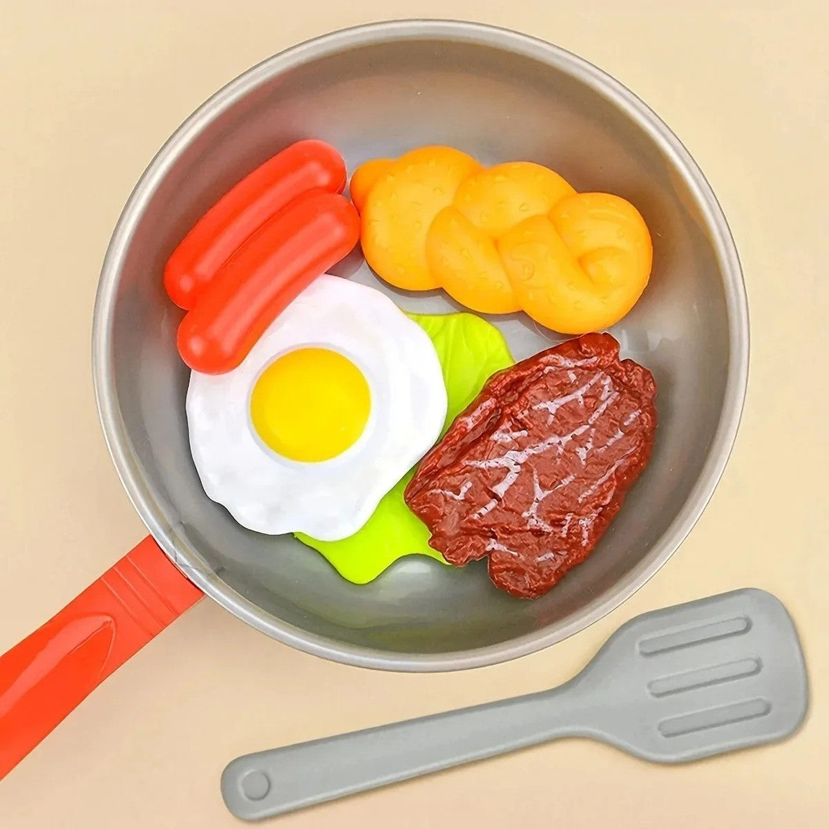 Kitchen Food Toys with Realistics 8PCS Kitchenware, Simulating Cooking Food, Safe for Ages 3+