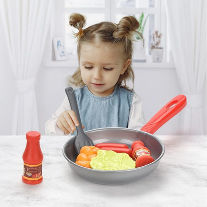 Kitchen Food Toys with Realistics 8PCS Kitchenware, Simulating Cooking Food, Safe for Ages 3+