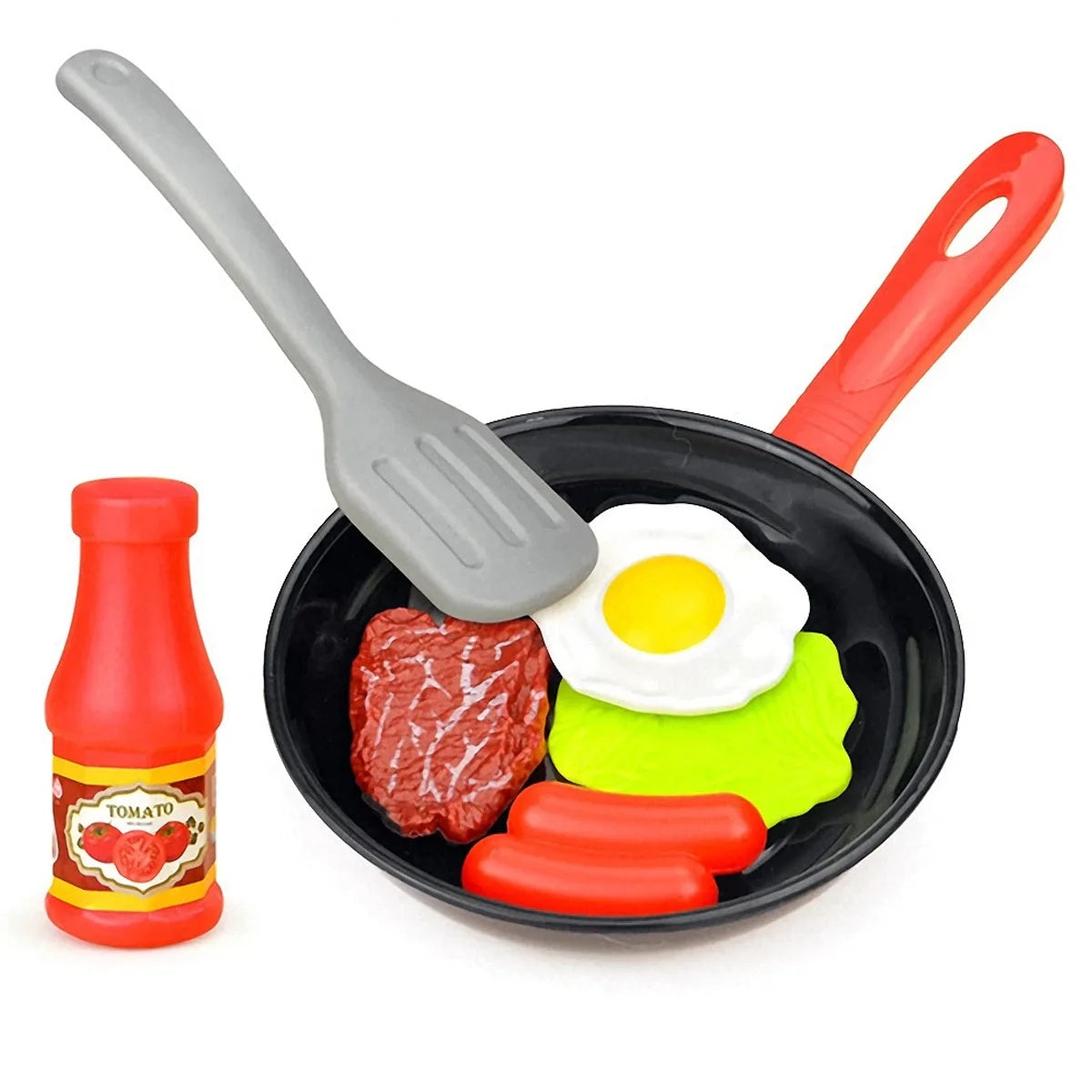 Kitchen Food Toys with Realistics 8PCS Kitchenware, Simulating Cooking Food, Safe for Ages 3+