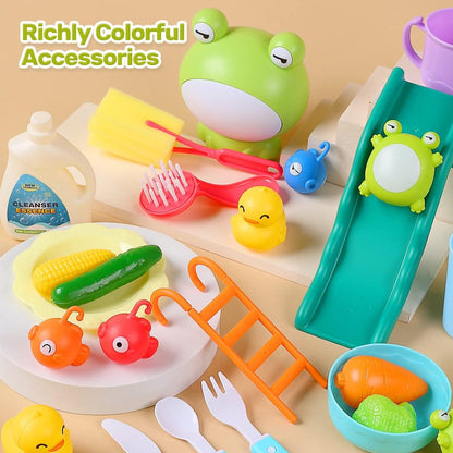 Kitchen Sink Toy with Running Water, Play Kitchen Accessories, Fishing Game, Safe for Age 3+