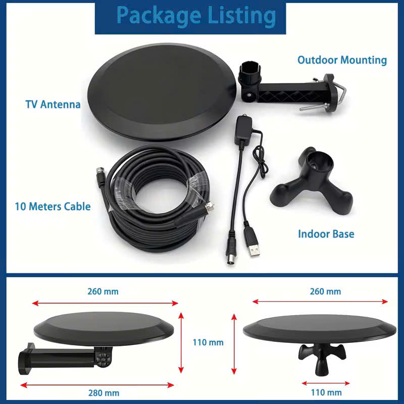 Long-Range Outdoor HDTV Antenna for Ultra-Clear Signal Reception with 4K HD, 360° Reception, Safe Material and Easy Setup