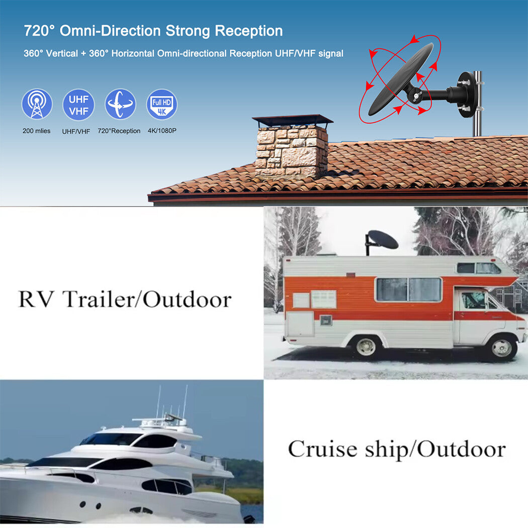 Long-Range Outdoor HDTV Antenna for Ultra-Clear Signal Reception with 4K HD, 360° Reception, Safe Material and Easy Setup