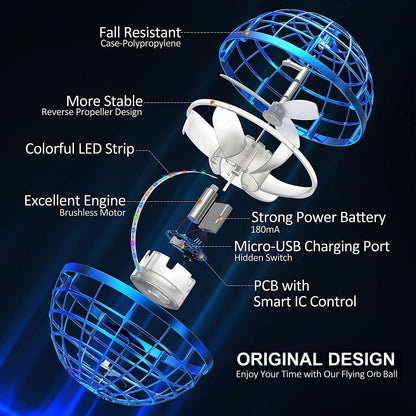 Magic Flying Orb Ball with LED Light, Boomerang Return and USB Rechargeable, Safe for Ages 6+