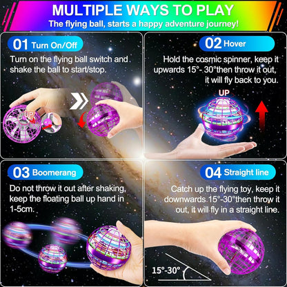 Magic Flying Orb Ball with LED Light, Boomerang Return and USB Rechargeable, Safe for Ages 6+