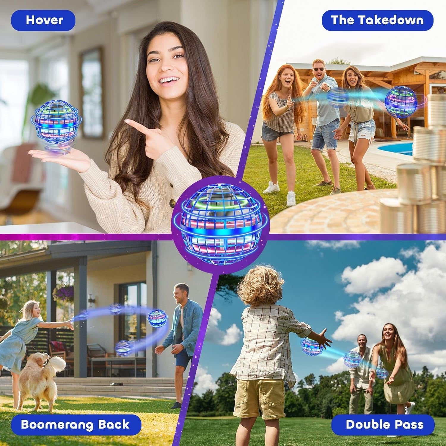 Magic Flying Orb Ball with LED Light, Boomerang Return and USB Rechargeable, Safe for Ages 6+