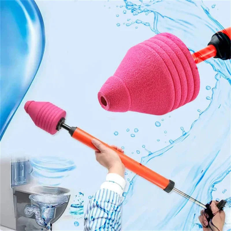 Manual Toilet Drain Unblocker, High Pressure Air Power, Reusable Plunger for Home Pipe Cleaning
