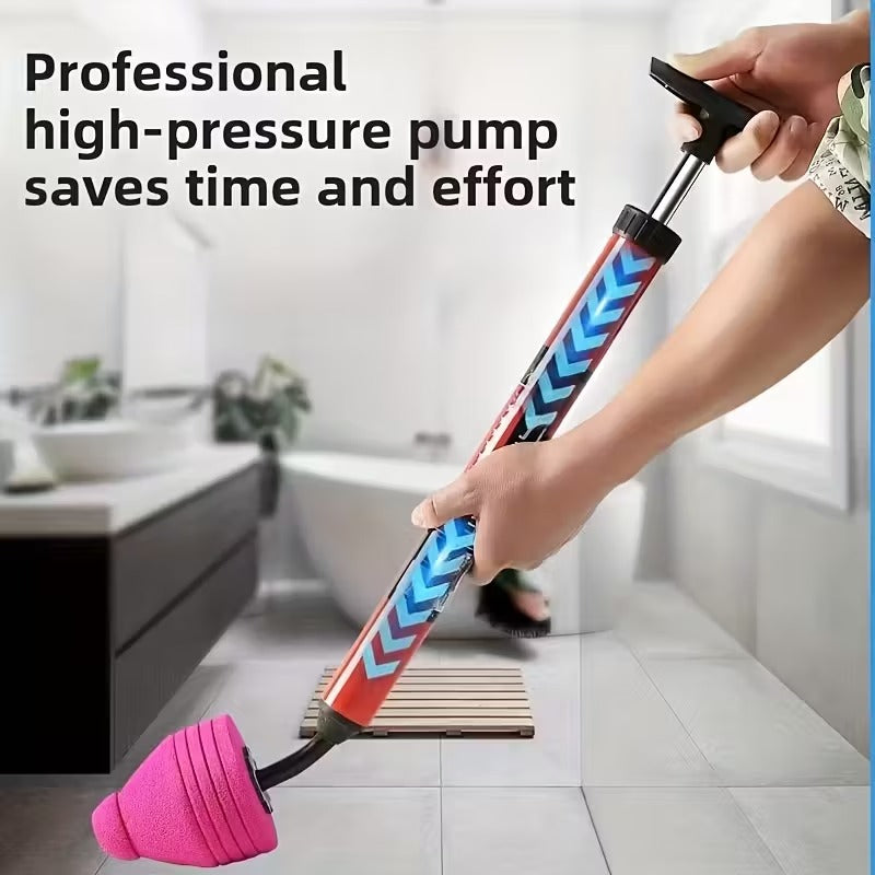 Manual Toilet Drain Unblocker, High Pressure Air Power, Reusable Plunger for Home Pipe Cleaning