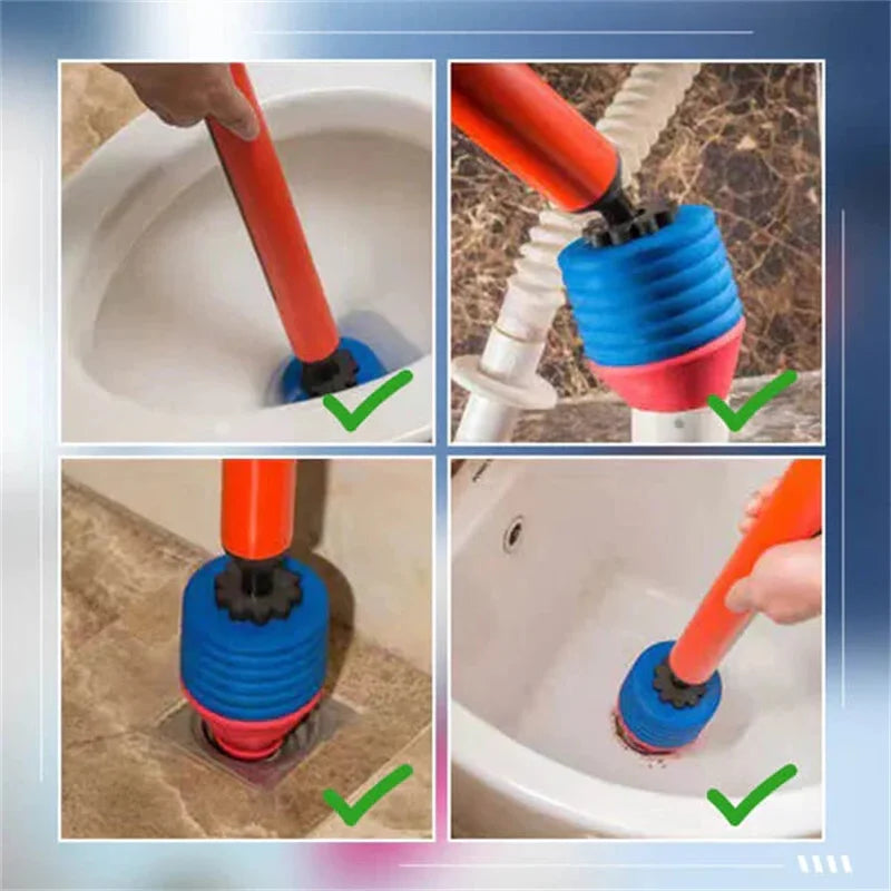 Manual Toilet Drain Unblocker, High Pressure Air Power, Reusable Plunger for Home Pipe Cleaning