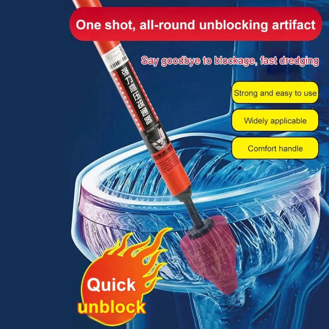 Manual Toilet Drain Unblocker, High Pressure Air Power, Reusable Plunger for Home Pipe Cleaning