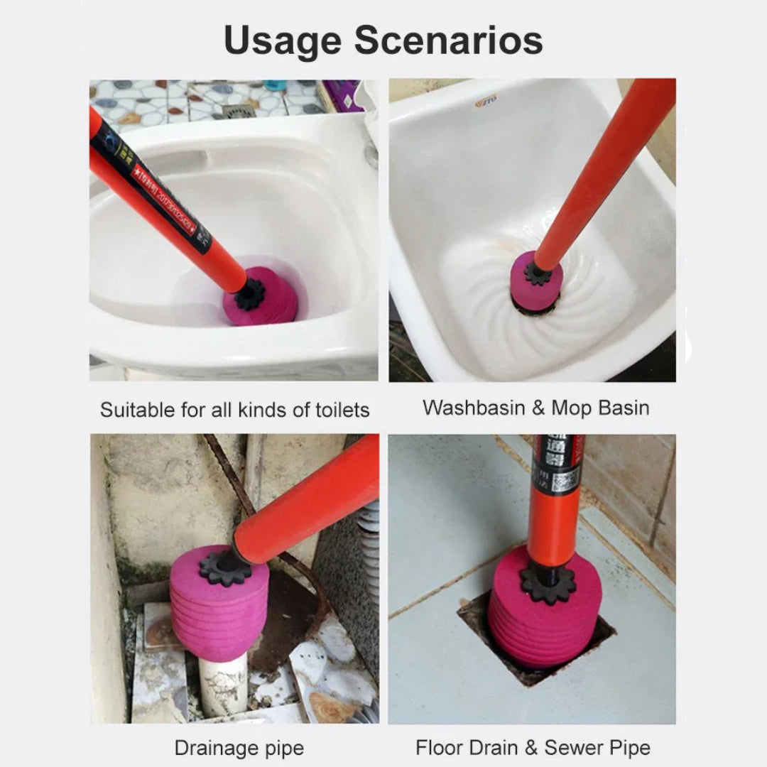 Manual Toilet Drain Unblocker, High Pressure Air Power, Reusable Plunger for Home Pipe Cleaning