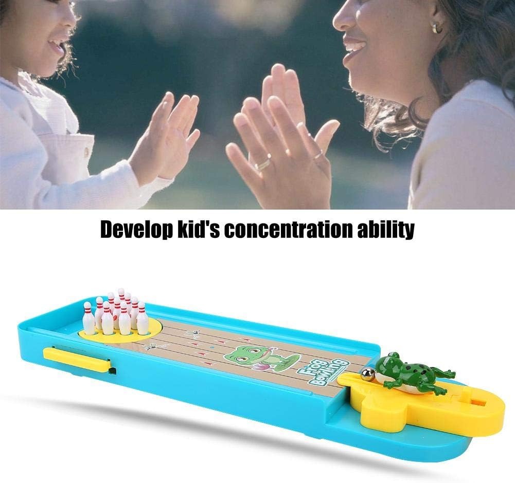 Mini Desktop Bowling with Cute frog launcher, Manual reset handle, Colorful design, Safe for Ages 6+