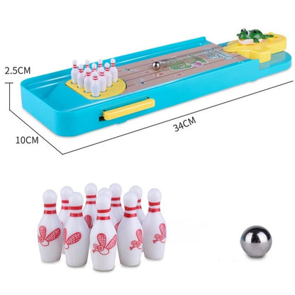 Mini Desktop Bowling with Cute frog launcher, Manual reset handle, Colorful design, Safe for Ages 6+