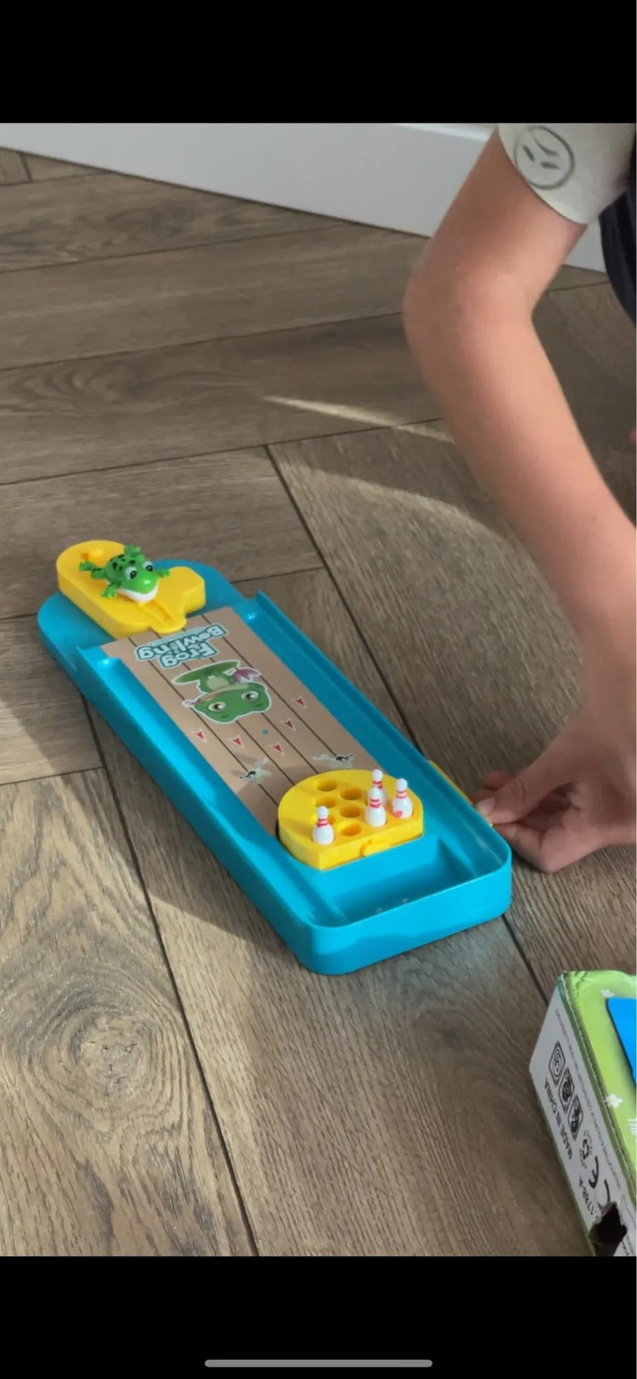 Mini Desktop Bowling with Cute frog launcher, Manual reset handle, Colorful design, Safe for Ages 6+