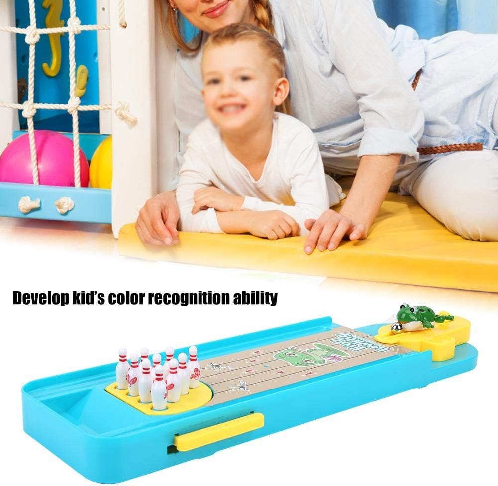 Mini Desktop Bowling with Cute frog launcher, Manual reset handle, Colorful design, Safe for Ages 6+